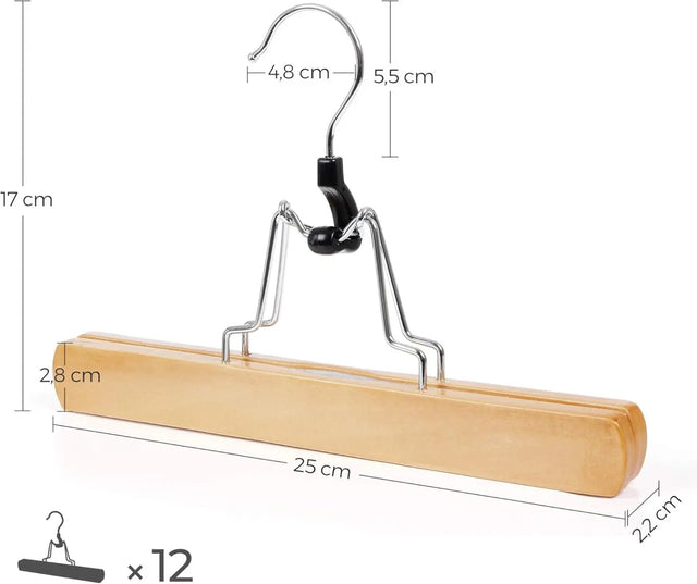 Hosenspanner 12er Set Holz Hosenbügel von Songmics