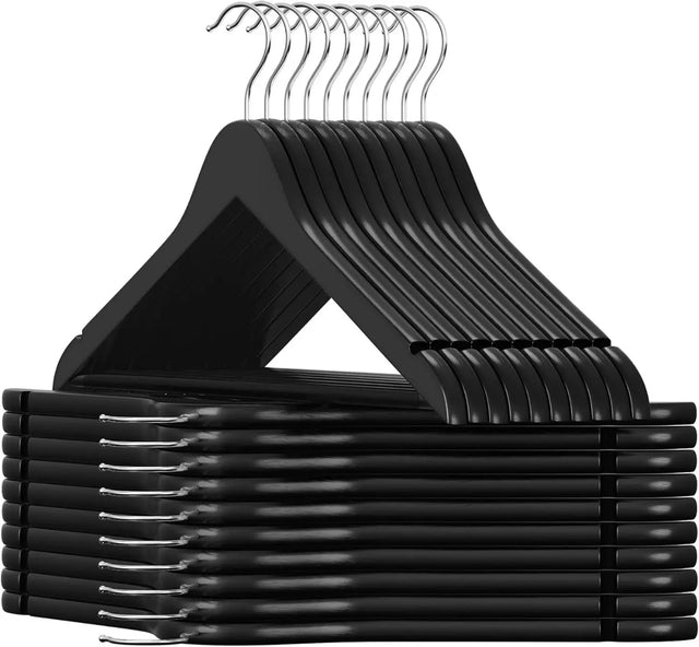 Kleiderbügel Holz 20er Set Einkerbungen im Schulterbereich Schwarz von Songmics