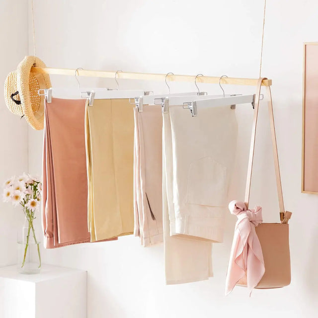 Hosenbügel Holz verstellbare Klammern 8er Set von Songmics