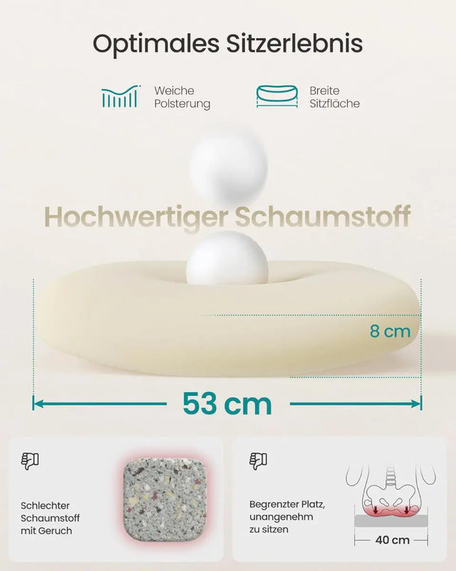 Bürostuhl Ergonomisch Drehstuhl Höhenverstellbar Beige von Songmics
