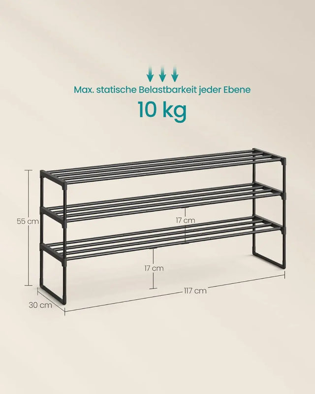 Schuhregal 3 Ebenen Schuh-Organizer Stapelbar von Songmics