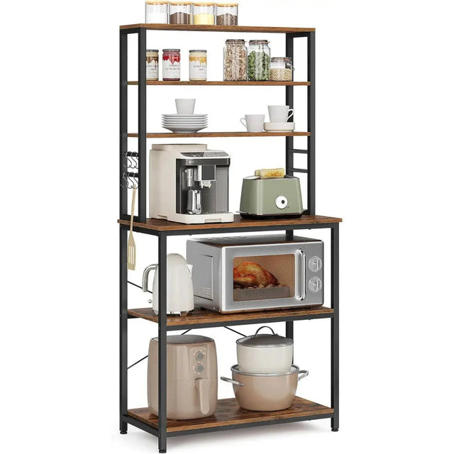 Küchenregal mit 6 Ablagen vintagebraun 60cm breit von Songmics