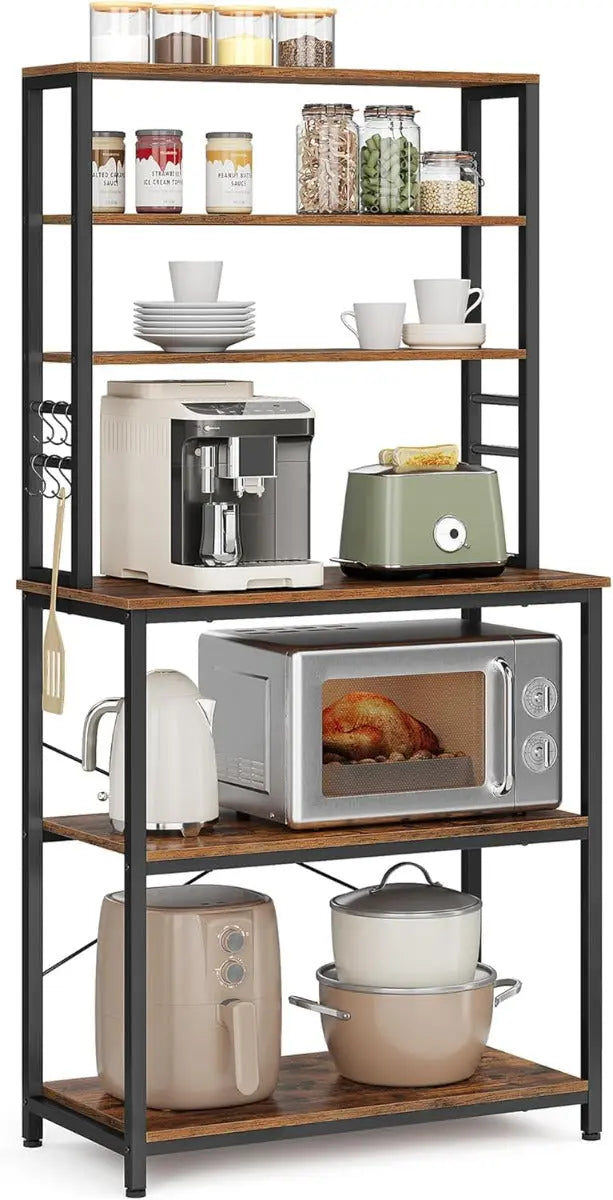 Küchenregal mit 6 Ablagen vintagebraun 60cm breit von Songmics