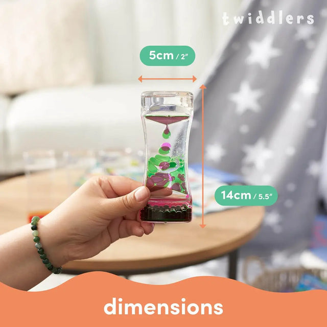Flüssige Sanduhr Liquid Motion Timer pink grün von Twiddlers