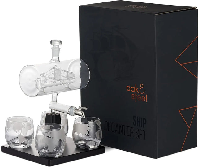 Whisky Gläser & Dekanter Schiff von Oak & Steel