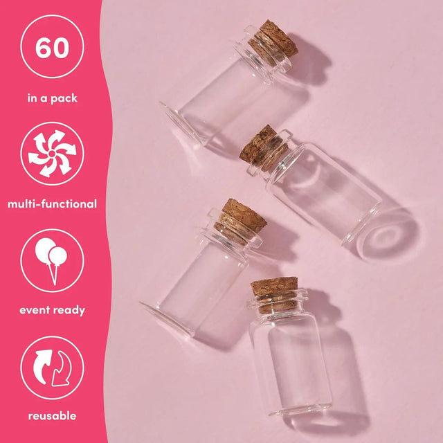 Glasflasche mit Korkstopper mini 60 Stück von Twiddlers