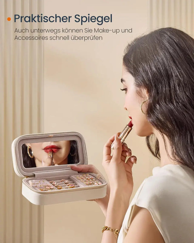 Schmuckkästchen Box für Reise mit Spiegel Rechteckig von Songmics