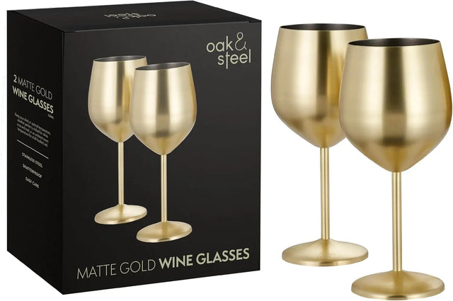 Edelstahl Weingläser Gold Matt 2er-Set von Oak & Steel