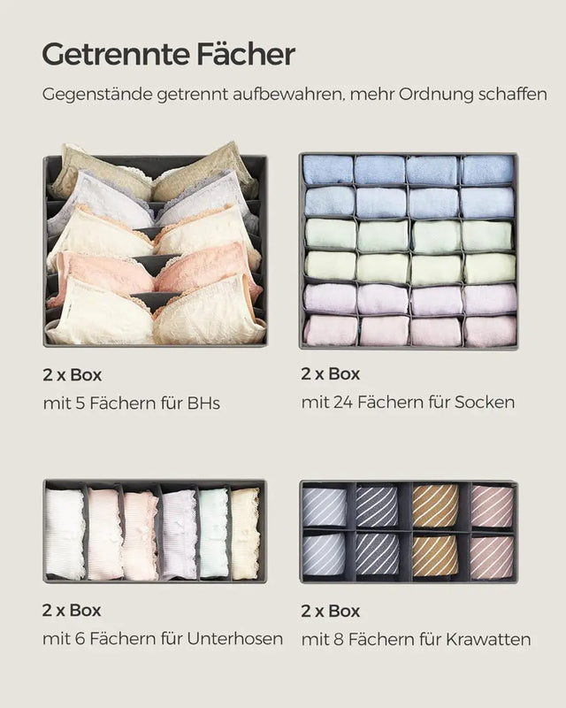 Unterwäsche- & Schubladenorganizer faltbar 8er Set von Songmics