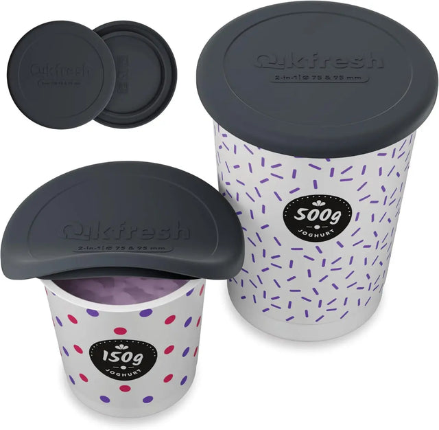 Mehrweg Frischedeckel für Joghurtbecher Schwarz von Qikfresh
