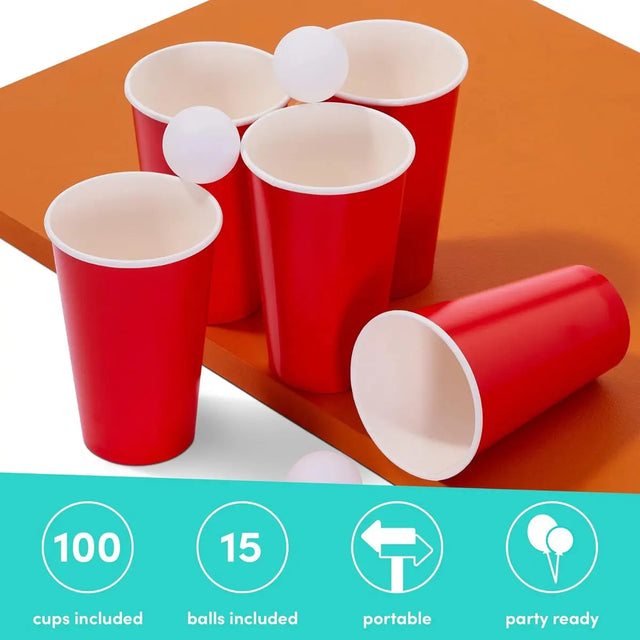 Beer Pong Set mit 100 Becher und 15 Bällen von Twiddlers