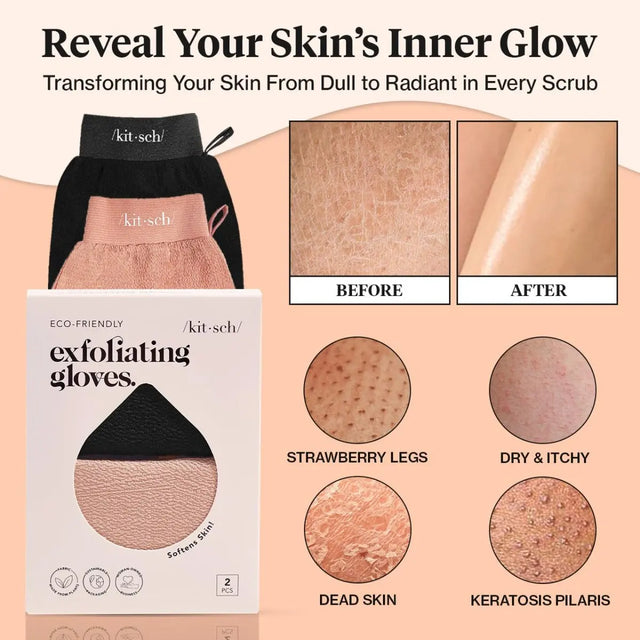 Peeling Handschuhe 2er Set Schwarz Terrakotta von Kitsch