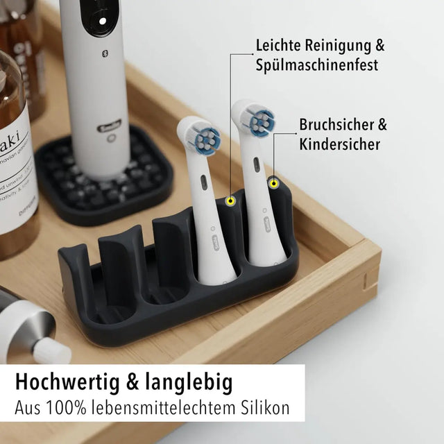 Aufsteckbürstenhalter 4er Schwarz von Qikfresh