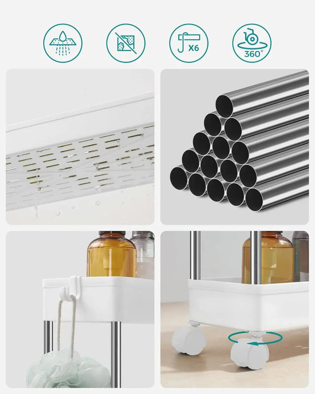 Rollwagen Küchenwagen auf Rollen weiss von Songmics