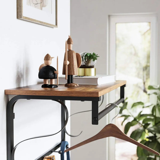 Wandgarderobe mit Regal, 5 Haken, rustikales Braun von guteszeug.ch