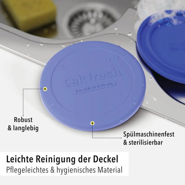 Mehrweg Frischedeckel für Joghurtbecher Blau von Qikfresh