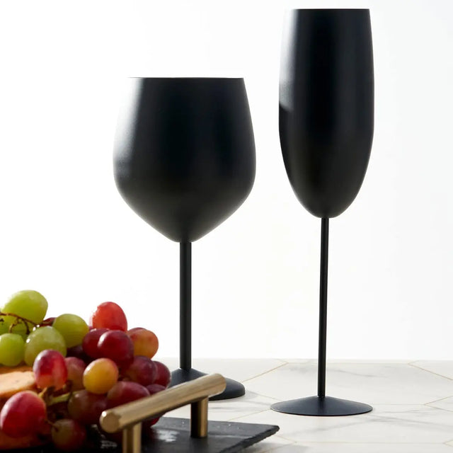 Edelstahl Sektgläser Flute Schwarz Matt 2er-Set von Oak & Steel