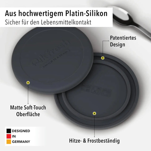 Mehrweg Frischedeckel für Joghurtbecher Schwarz von Qikfresh