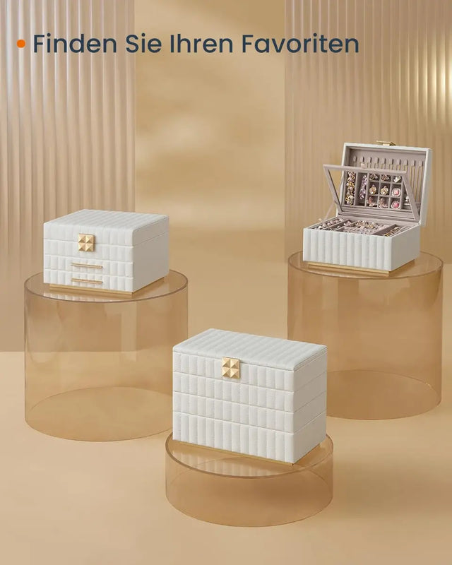 Schmuckkästchen Box 2 Ebenen mit Spiegel von Songmics