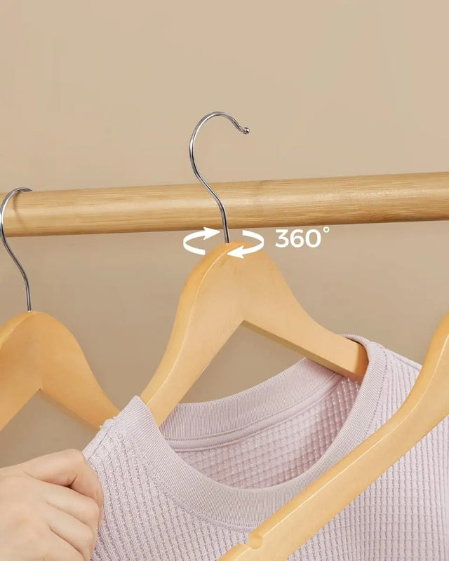 Kleiderbügel Holz 10er Set Einkerbungen im Schulterbereich von Songmics