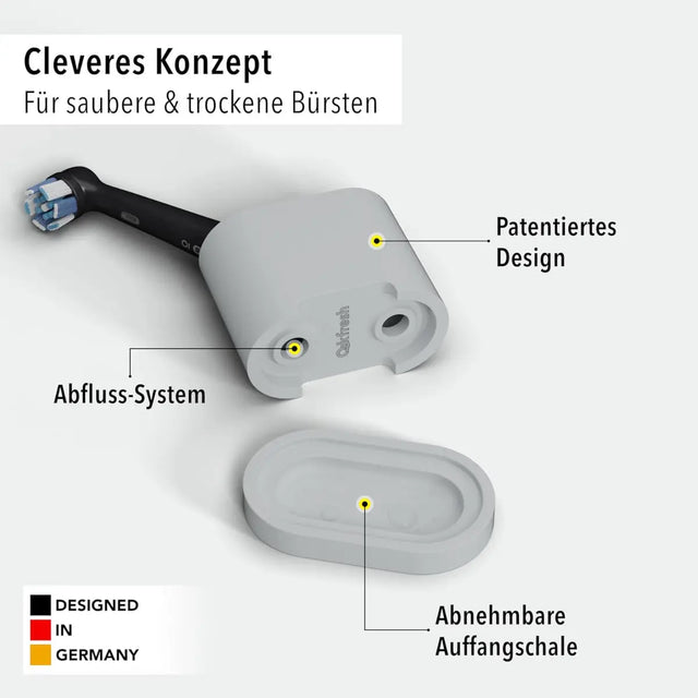 Zahnbürsten- und Aufsteckbürstenhalter 2er Grau von Qikfresh