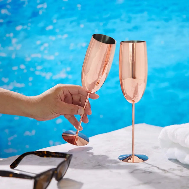 Edelstahl Sektgläser Flute Roségold 2er-Set von Oak & Steel