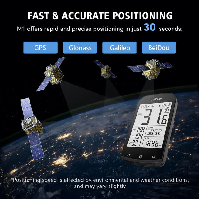 Fahrradcomputer M1 GPS Kabellos 2.9 Zoll LCD von Cycplus