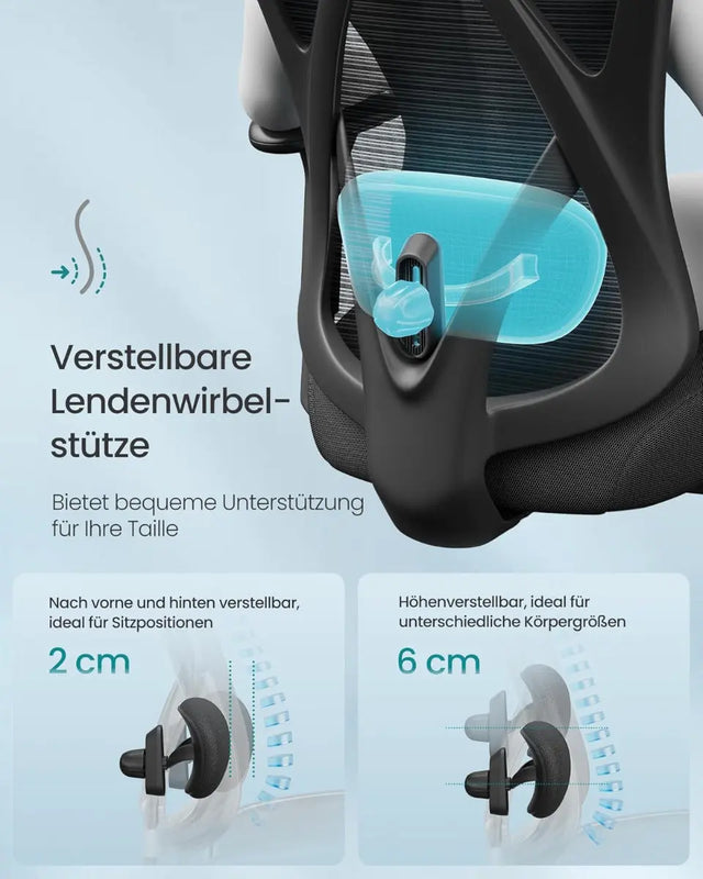 Bürostuhl Ergonomisch Computerstuhl Höhenverstellbar Schwarz von Songmics