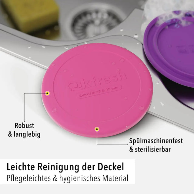 Mehrweg Frischedeckel für Joghurtbecher Lila von Qikfresh
