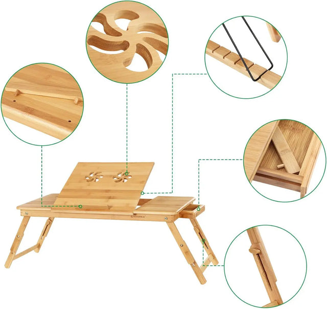 Laptopständer Notebooktisch Klappbar Bambus von Songmics