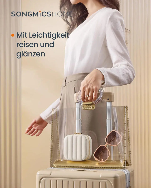 Schmuckkästchen Box für Reise mit Spiegel von Songmics