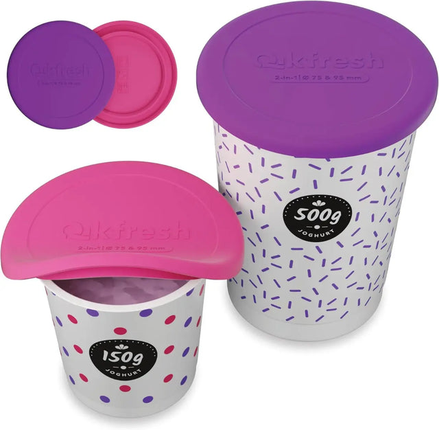 Mehrweg Frischedeckel für Joghurtbecher Lila von Qikfresh