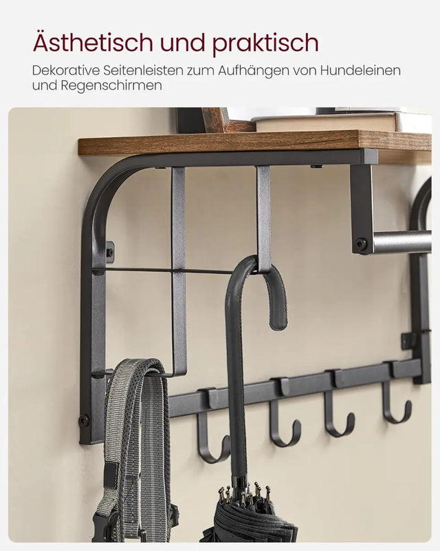 Wandgarderobe mit Aufbewahrungsregal 80cm rustikal Braun von Songmics