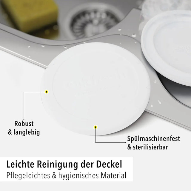 Mehrweg Frischedeckel für Joghurtbecher Weiss von Qikfresh