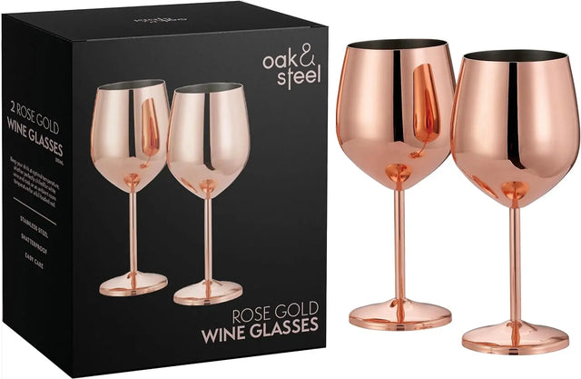 Edelstahl Weingläser Roségold 2er-Set von Oak & Steel