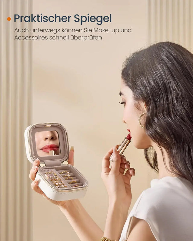 Schmuckkästchen Box für Reise mit Spiegel von Songmics