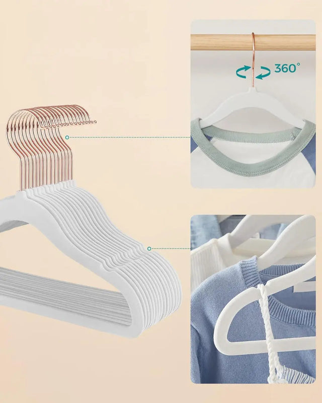 Kleiderbügel Kinder Samt 50er Set Weiss von Songmics