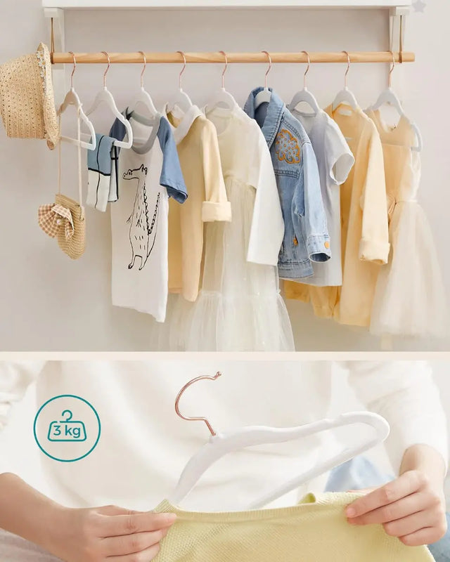 Kleiderbügel Kinder Samt 50er Set Weiss von Songmics