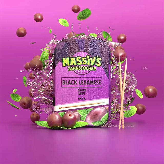 Massiv's Black Lebanese Zahnstocher mit Geschmack Grape Mint von Wunder Zahnstocher