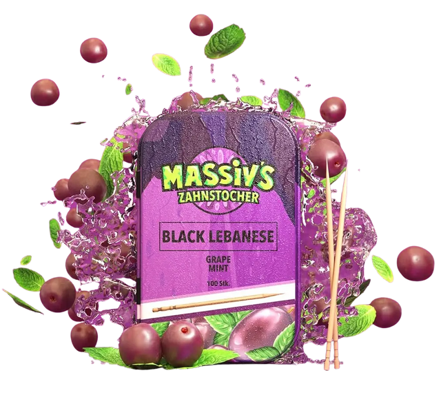 Massiv's Black Lebanese Zahnstocher mit Geschmack Grape Mint von Wunder Zahnstocher