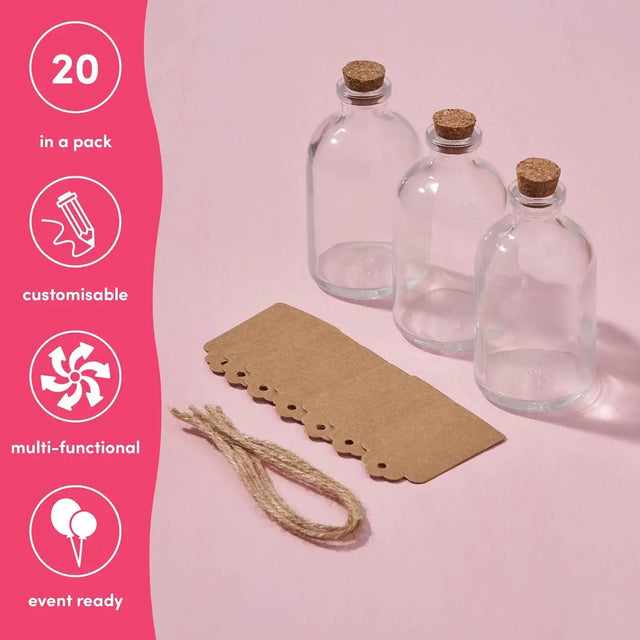 Glasflasche mit Korkstopper mini 20 Stück von Twiddlers