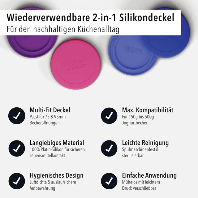 Mehrweg Frischedeckel für Joghurtbecher Lila von Qikfresh