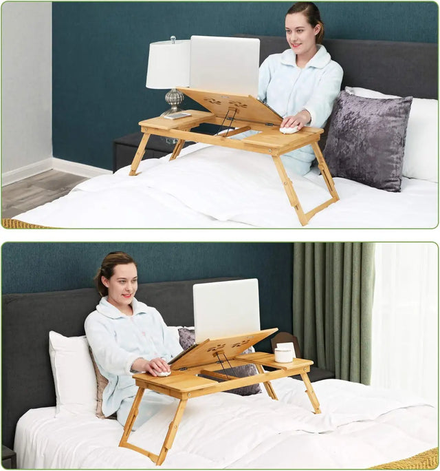 Laptopständer Notebooktisch Klappbar Bambus von Songmics