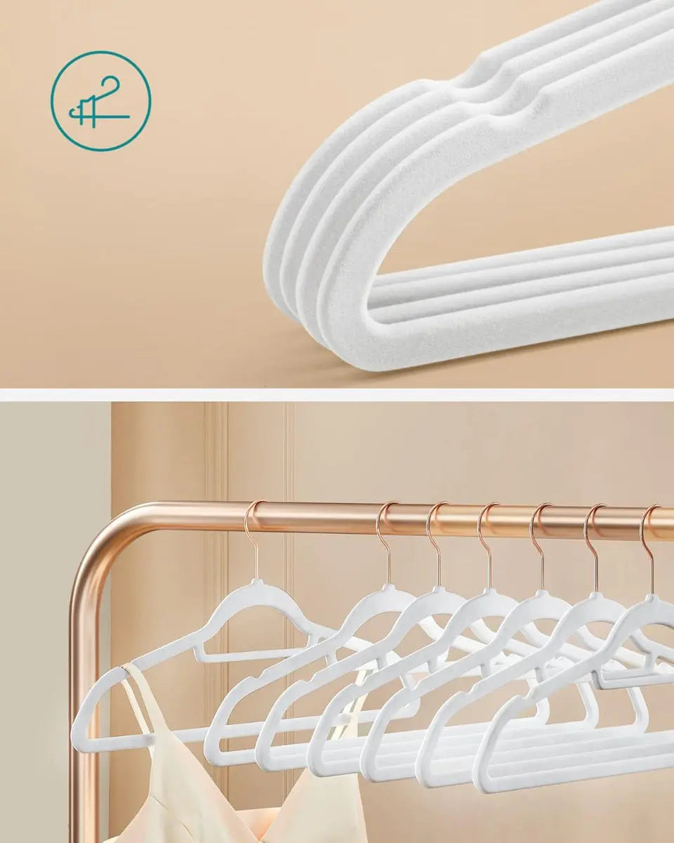 Kleiderbügel Samt 50er Set Roségold-Weiss von Songmics