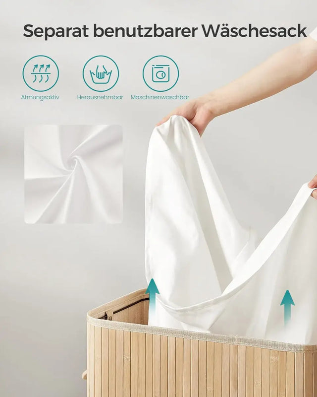 Wäschekorb Wäschesammler Bambus 100l von Songmics
