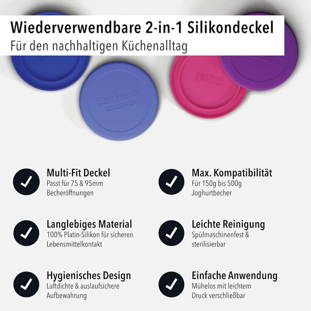 Mehrweg Frischedeckel für Joghurtbecher Blau von Qikfresh