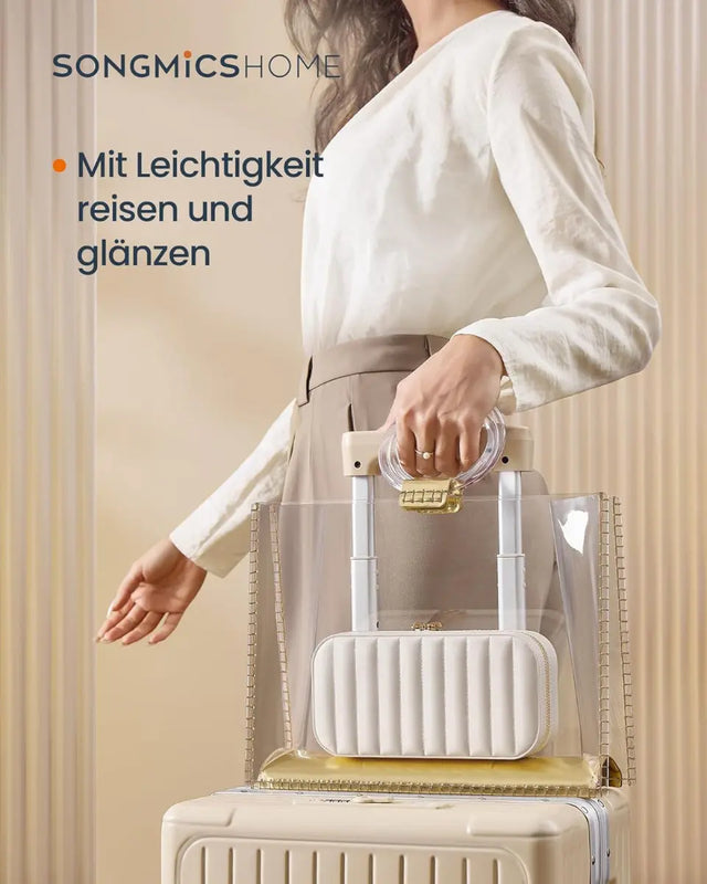 Schmuckkästchen Box für Reise mit Spiegel Rechteckig von Songmics