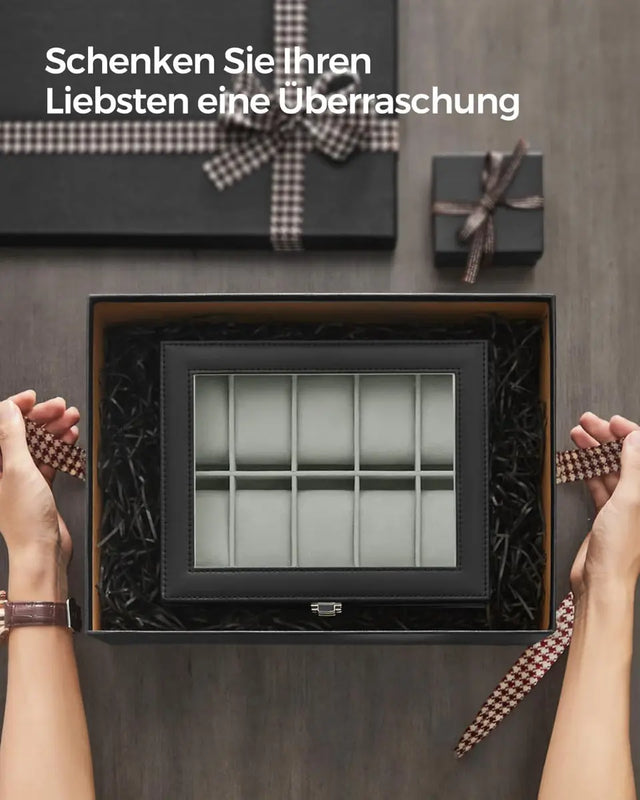 Uhren Aufbewahrung Uhrenkoffer 10 Fächer von Songmics