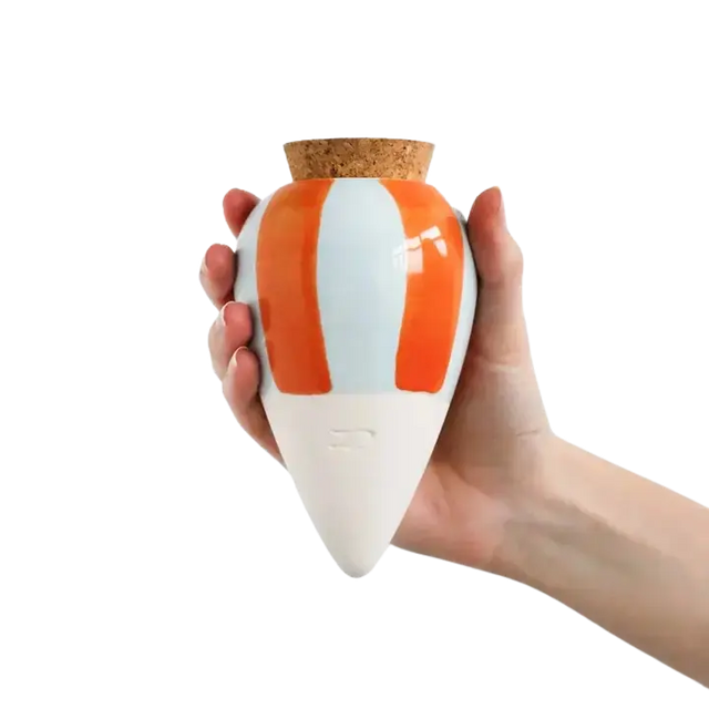 Bewässerungskegel Olla Orange-Blaue Streifen von guteszeug.ch