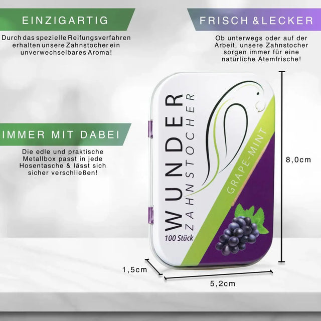 Zahnstocher mit Geschmack Traube Minze von Wunder Zahnstocher